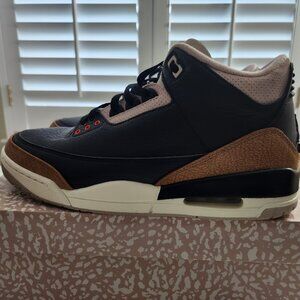 Size 12D Air Jordan 3 Retro Black/ Brown Elephant print
